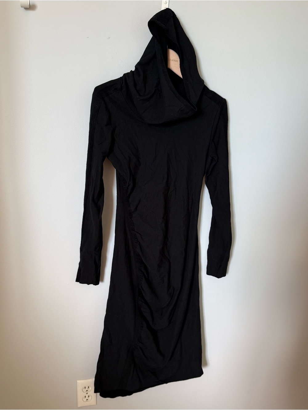 Elaine Kim Black Hooded Jersey Midi Dress